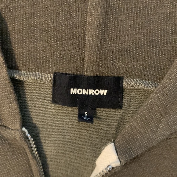 MONROW supersoft zip up hoodie general green size S lightweight pockets - Picture 5 of 10